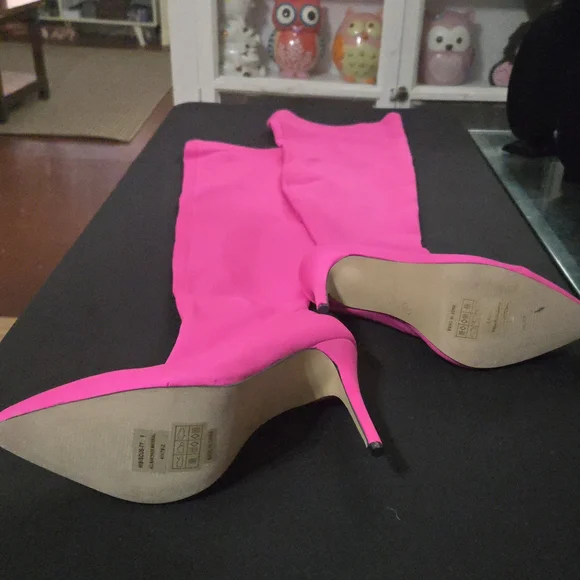 NWT ANN MICHELLE Vibrant " Hibiscus Pink Over the Knee Boots Size 9 Fits L 8 - Picture 3 of 10